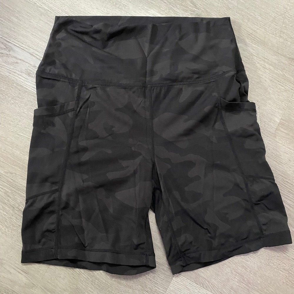 Member's Mark Bike Short Women XL Black Camo Zen High Waist Pockets SH21-0139